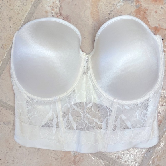 Le Mystere Bustier womens 36G Cream Lace underwire Padded Wedding Event Fancy - Picture 1 of 9